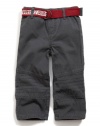 GUESS Kids Boys Toddler Belted Pant with Stitch Detail, DARK GREY (12M)