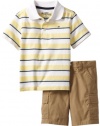 Tommy Hilfiger Boys 2-7 Morris Stripe Polo Cargo Short 2 Piece Set, Banana, 3T