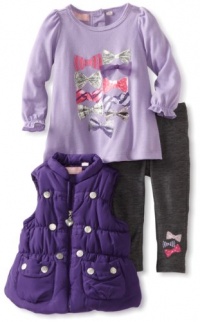 Kids Headquarters Baby-girls Infant Purple Vest with Long Sleeve Tee and Gray Pants, Purple, 24 Months