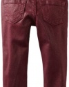 True Religion Girls 2-6X Casey Glitter Coated Legging, Maroon, 2