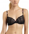 Betsey Johnson Women's Eyelet Lace 3 Section Foam Demi, Raven Black,  32DD