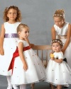 US Angels 801 4T Flower Girl Organza over Satin Dress White with Lilac Satin Sash and Rosettes (Lavender Purple)