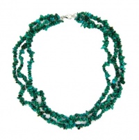 Sterling Silver Turquoise Chips Bead Necklace 18-inches