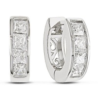 Sterling Silver CZ Hoop Earrings