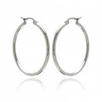 Stainless Steel Womens Circle Polished Shiny Hoop Earrings , (Thickness: 2.1 mm and Measurement:30mm , Includes Special Pouch.