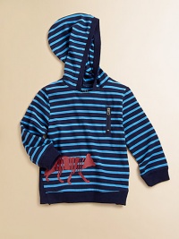 Made of a super-soft modal and cotton blend, this cozy, striped hoodie features a standout wolf print.Attached hoodLong sleevesPullover styleZippered slash pocketRibbed cuffs and hemModal cottonMachine washImported