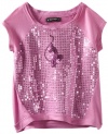 Baby Phat - Kids Girls 7-16 Sequin High Low Tee, Purple, X-Large