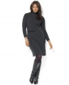 Embrace understated elegance in Lauren Ralph Lauren's chic ribbed plus size dress, crafted in ultra-soft merino wool and finished with a simple turtleneck. (Clearance)