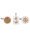 Set sail for uncharted bath decor with these unique shower curtain hooks from Creative Bath. Emblazoned with a host of nautical notions, these charming hooks provide a stylish way to help keep the shower spray at bay.