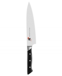 Superior sharpness and excellent edge retention deliver incredible precision in the kitchen.  This hand-honed Japanese blade is ice-hardened and effortlessly maneuvered by the western-styled ergonomic grip for optimal comfort. Lifetime warranty.