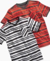 Tiger style. Add an allover stripe to his street style with this breezy v-neck tee from Sean John. (Clearance)