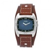 Fossil Men's AM3695 Cuff Kaleido Leather Strap Blue Mirror Dial Watch