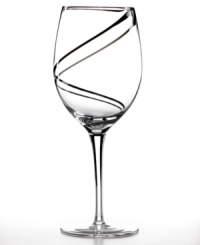 A ribbon of black in clear glass adds bold style to any wine, red or white. With a classic shape and sturdy construction, this goblet is a sophisticated twist on the ordinary. From Luigi Bormioli's collection of drinking glasses.