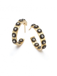 THE LOOKHoop silhouettePolka dot details Cubic zirconia accentsGold vermeil and black rhodium-plated sterling silver settingPost backTHE MEASUREMENTLength, about 1ORIGINImported