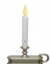 Good Tidings LED Single-Tier Christmas Window Candle with Light Sensor, Pewter Finish