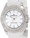 Anne Klein Women's 109683MPWT Swarovski Crystal Silver-Tone and White Ceramic Bracelet Watch