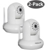 2 pack Foscam FI8910W Wireless/Wired Pan&Tilt IP Network Camera with IR-Cut Filter for True Color Images - 8 Meter Night Vision and 3.6mm Lens (67° Viewing Angle) - White NEWEST MODEL