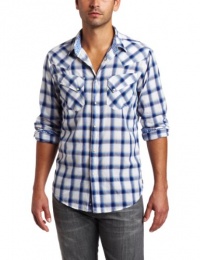 Ben Sherman Men's Long Sleeve Ombre Check Western Shirt