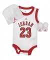 JORDAN 3 PIECE INFANT SET IBSP524-WHT (ONE, WHITE/RED)