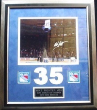 Mike Richter Signed Photograph - 8 x 10 #35 Cutout & Nameplate Steiner Cert - Autographed NHL Photos