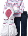 Nannette Baby-Girls Infant 3 Piece Cu Pieceake Vest Set, Optic White, 24 Months