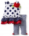 Bonnie Baby Girls Newborn Polka Dot Legging Set, Blue, 3-6 Months