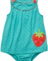 Carter's Girls 3-24 Months Dotted Strawberry Sunsuit (3 Months, Aqua)