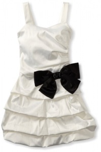 Ruby Rox Girls 7-16 Pick-Up With Drop Waist Bow, Ivory/Black, 8