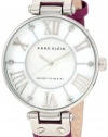 Anne Klein Women's 10/9919MPPR Leather Silver-Tone Purple Leather Strap Watch