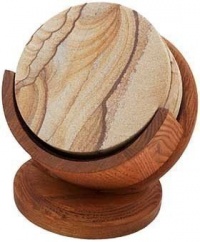 Thirstystone Oak Pedestal Wood Coaster Holder