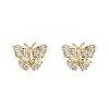 14K Yellow Gold Plated Butterfly CZ Stud Earrings with Screw-back for Children & Women