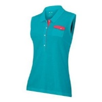 Adidas Golf Girl's Fashion Performance Sleeveless Polo Shirt, Aqua/Candy, Small