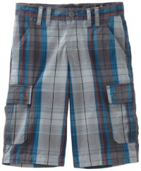 Timberland Boys 8-20 Big Plaid Cargo Short, Gray, 14