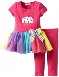 Bonnie Jean Girls 2-6X Fuchsia Cupcake Applique Legging Set, Pink, 4T