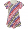 DKNY V-Neck Striped Shirt Egret Small