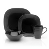 Mikasa Swirl Square 4-Piece Dinnerware Set, Black