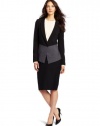 DKNYC Women's Long Sleeve Cutaway Soft Suiting Jacket, Black, 12