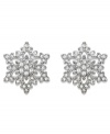 Delicate and refined -- Swarovski's sparkling stud earrings feature a pretty snowflake-shaped silhouette. Crafted in silver tone mixed metal with sparkling crystal pavé. Approximate diameter: 1 inch.