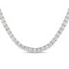 Sterling Silver Round Cubic Zirconia Tennis Style Necklace with Pressure Tongue Clasp, 17