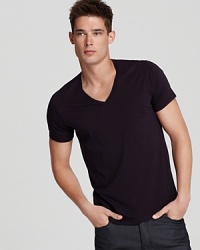 What's more summer-ready than a short-sleeve v-neck tee? One from Theory embellished with a bit of stretch to fit just right.