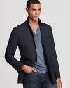 The unique notch collar allows this handsome blazer to quickly transform into a lightweight jacket, a versatile double-move that sweetens the deal on your midnight style. Another rocker-friendly design from the always on-point John Varvatos USA.