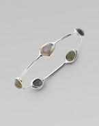 Pretty labradorite cabochons set in sterling silver. LabradoriteSterling silverSlip-on styleDiameter, about 2¾Imported 