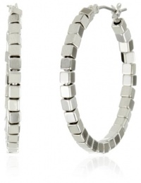 Nine West Silver-Tone Plated Click-It Hoop Earrings