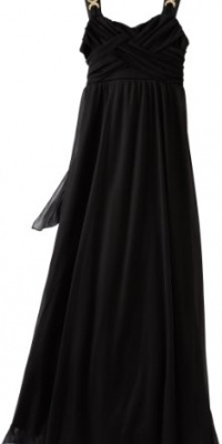 Ruby Rox Kids Girls 7-16 Cross Front Mesh Long Dress, Black, Large