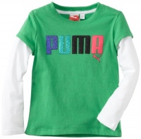 Puma - Kids Girls 2-6X Lit Multi Glitter Shirt Slider Set, Toucan Green, 6