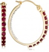 14k Yellow Gold Ruby and Diamond Inside-Out Hoop Earrings