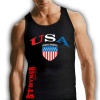 Stryker Fight Gear USA Flag Muay Thai Fighting Black Tank Top T-shirt Top Tapout UFC MMA Brazilian Jiu Jitsu Boxing Karate Judo America Flag Crest *Please Let Us Know the Size You Would Like Available in Size (Small,medium,large,xl,2xl