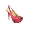 Stuart Weitzman Vevey Womens Size 10 Pink Peep Toe Textile Platforms Shoes