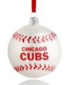 Bring year-round cheer to Chicago with the MLB baseball ornament from Kurt Adler. It's a guaranteed hit with Cubs fans in red and white glass.