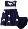 Hartstrings Baby-Girls Infant Woven Dress And Panty Set, Light Navy, 6-9 Months